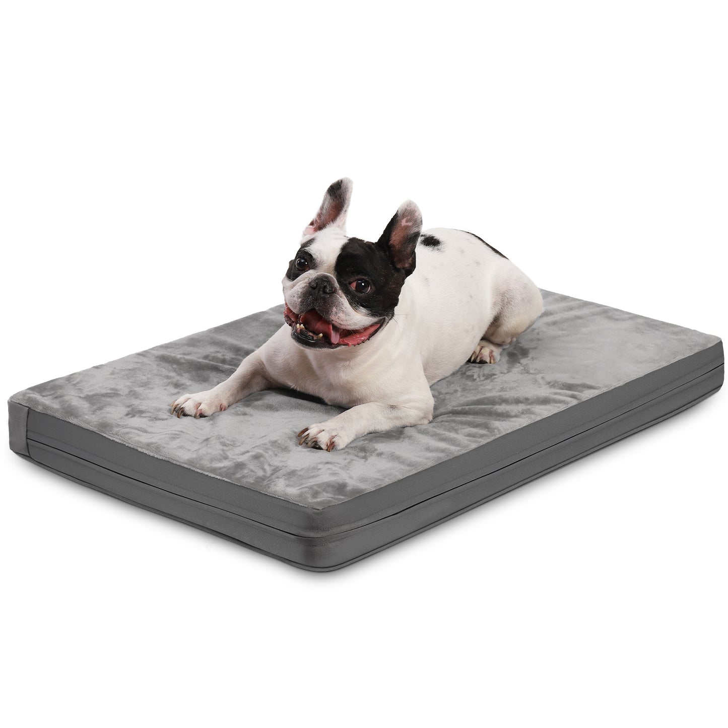 Double-Sided All-Season Dog Bed — Bite-Resistant Leather & Flannel Pet Cushion | 35" Grey