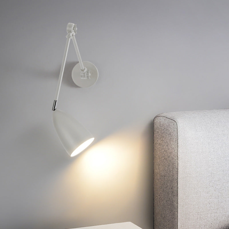 KAWELL Adjustable Swing Arm Wall Lamp - Modern Telescopic Reading Light with Rotating Bracket for Bedroom, Study & Living Room