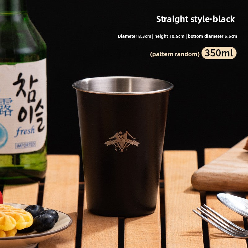 350ml Stainless Steel Camping Cup – Portable Outdoor Mug, 5 Colors + 4-Piece Set