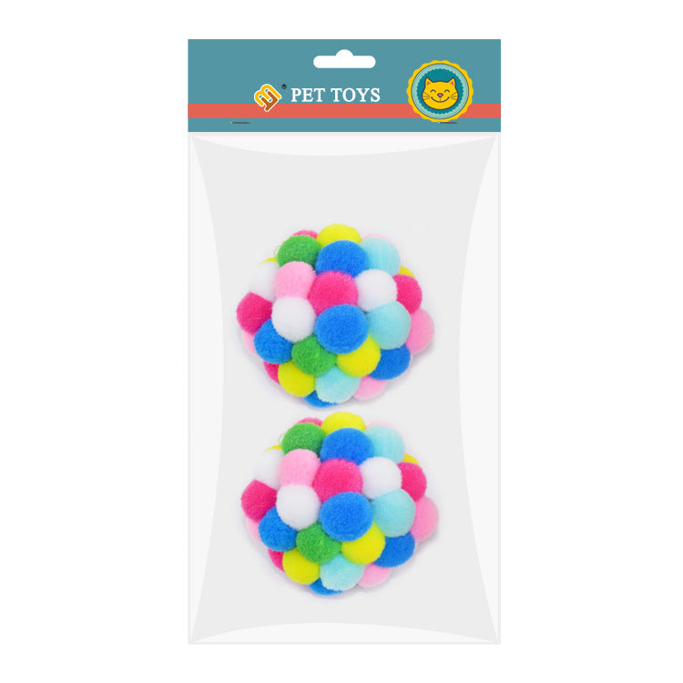 6cm Colorful Bell Elastic Hairball Cat Toy – Interactive Pet Teaser Ball