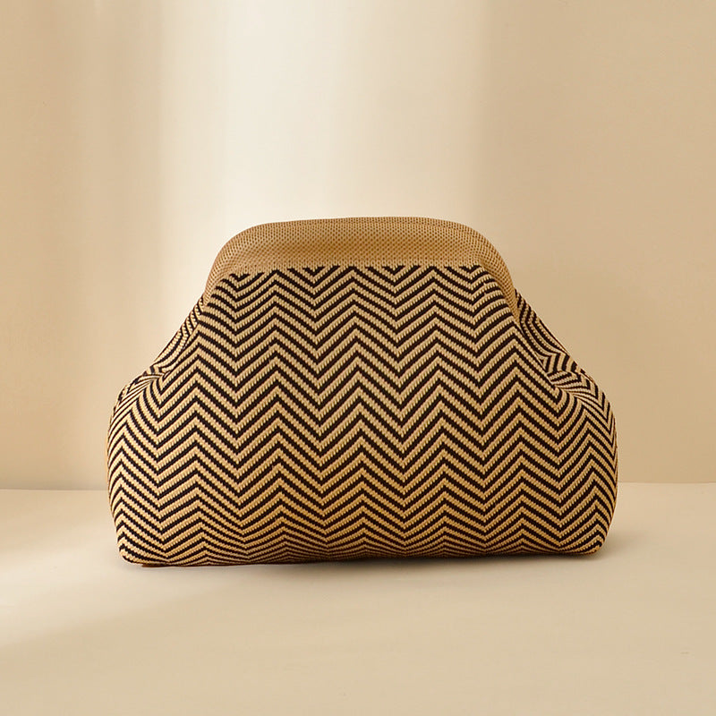 Striped Knitted Clutch Bag | Large Capacity Portable Cosmetic & Beach Bag for Women