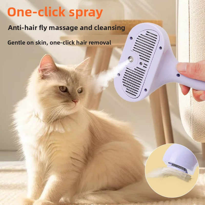 KAWELL Electric Pet Spray Pin Comb – Rechargeable Grooming Brush with Mist for Cats & Dogs