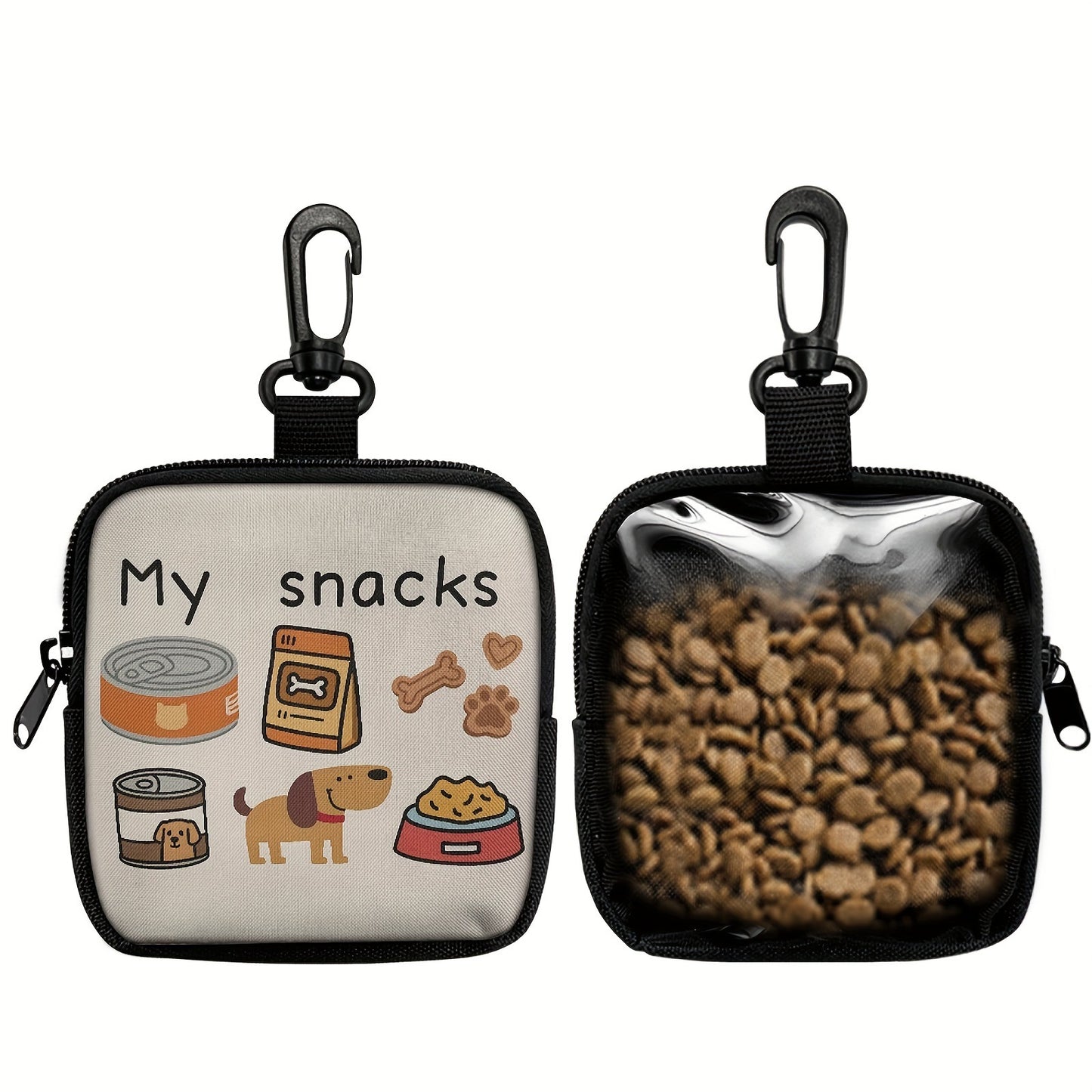 Portable Pet Snack Bag | Cartoon Zipper Pouch for Dog Training & Walks