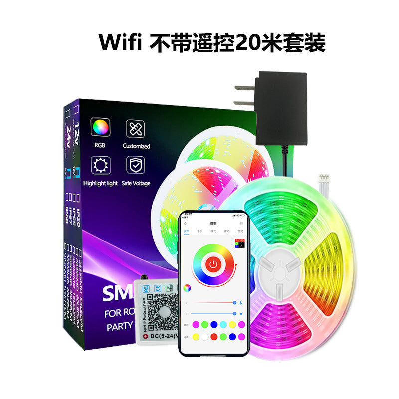 Smart WiFi Bluetooth RGB LED Light Strip - App Controlled Color Changing Lights for Bedroom, Gaming Room, TV Backlight