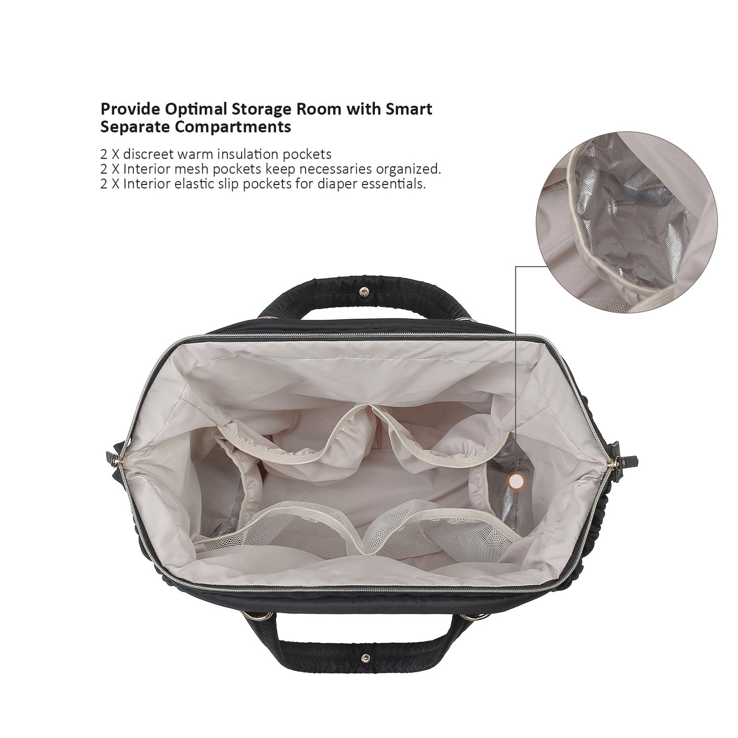 Embroidery Mommy Bag — Large Capacity Waterproof Shoulder Diaper Bag with Bottle Insulation