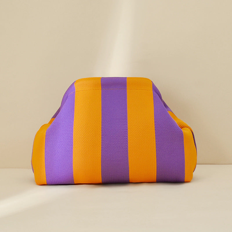 Striped Knitted Clutch Bag | Large Capacity Portable Cosmetic & Beach Bag for Women