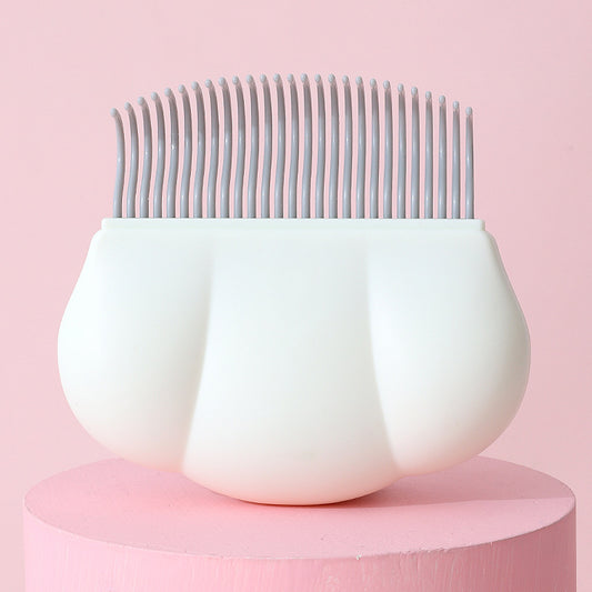 Shell-Shaped Pet Massage Brush - Soft Silicone Grooming Comb for Cat & Dog Hair Removal and Detangling
