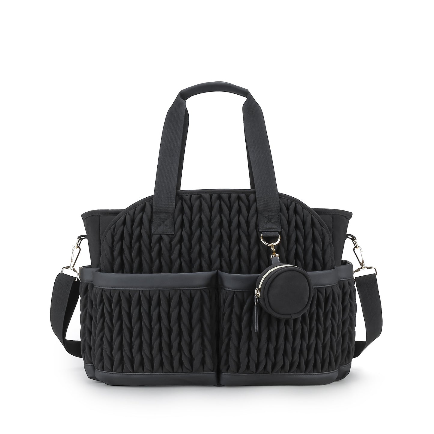 Embroidery Mommy Bag – Shoulder & Portable Diaper Storage Bag, 4 Colors