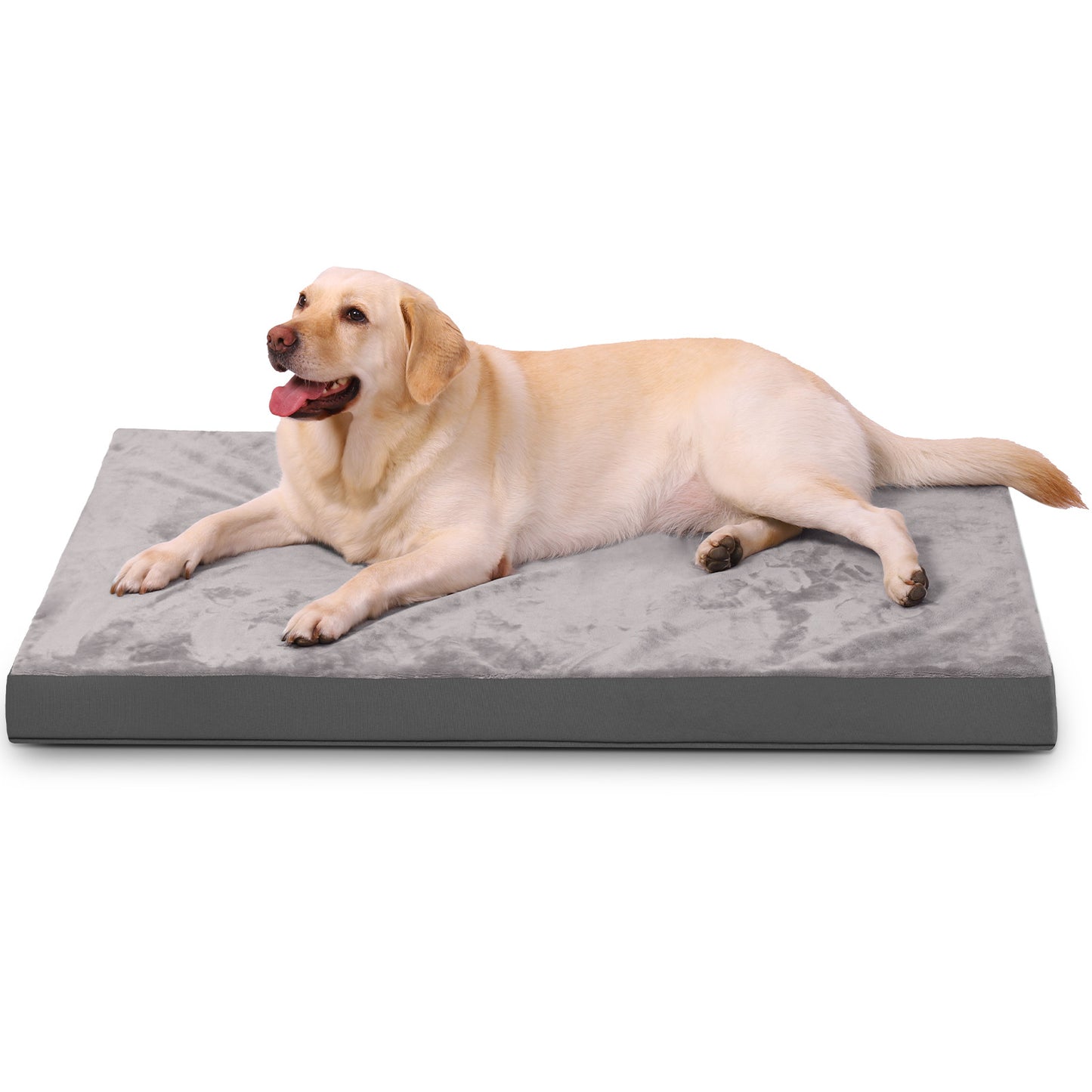 Double-Sided All-Season Dog Bed — Bite-Resistant Leather & Flannel Pet Cushion | 35" Grey
