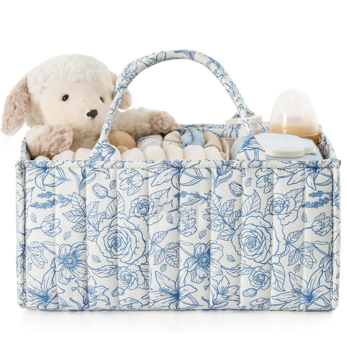 Floral Mommy Bag | Multi-Compartment Diaper Storage Bag | Portable Baby Bag