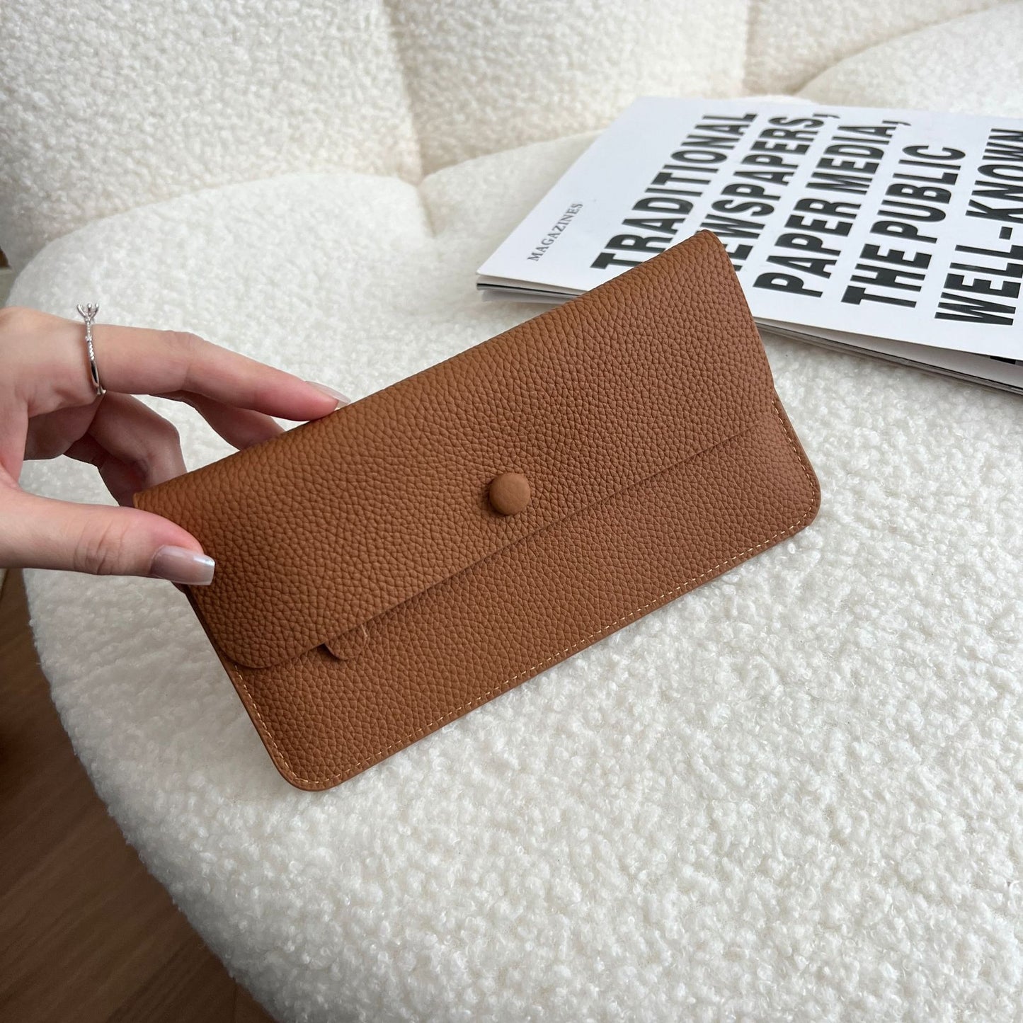 Women's Genuine Leather Long Wallet – Ultra-Thin Slim Card Holder & Bill Organizer (10 Colors)