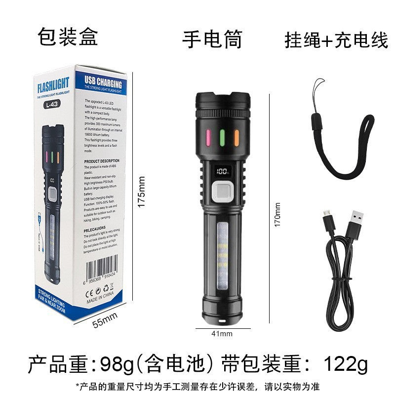 KAWELL High Power White Laser Flashlight – Rechargeable, Zoomable, Digital Display, Outdoor Searchlight