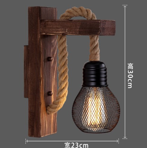 Rustic Wood LED Wall Sconce | Industrial Vintage Wall Lamp for Cafe, Bar, Restaurant & Bedroom