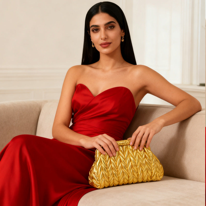 Gold Luxury Evening Clutch Bag for Women — Elegant Dinner Party Handbag