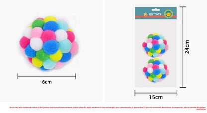 6cm Colorful Bell Elastic Hairball Cat Toy – Interactive Pet Teaser Ball