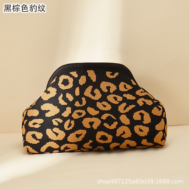 Striped Knitted Clutch Bag | Large Capacity Portable Cosmetic & Beach Bag for Women