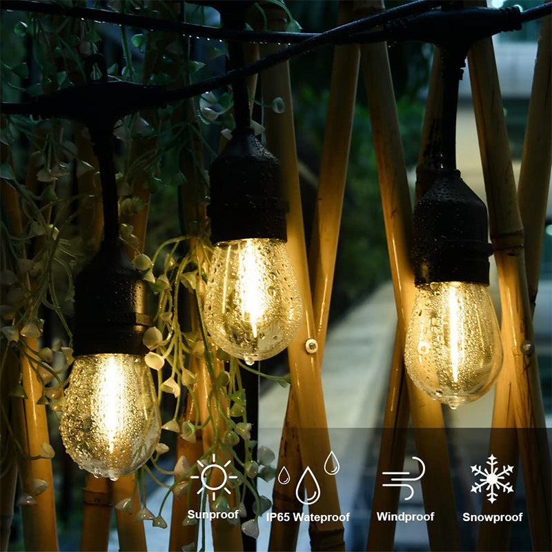 S14 Outdoor String Lights – Waterproof Garden Patio Festoon Bulb Lights (Solar & Plug-in)
