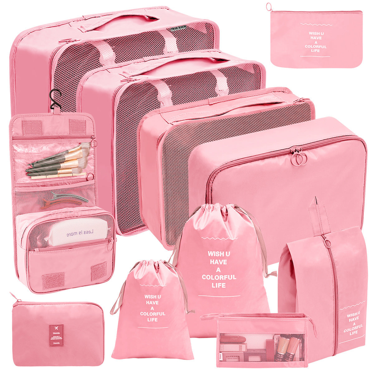 KAWELL Travel Storage Bag Set — 11-Piece Digital & Toiletry Organizer with Cosmetic Pouch, Shoe Bag & Packing Cubes