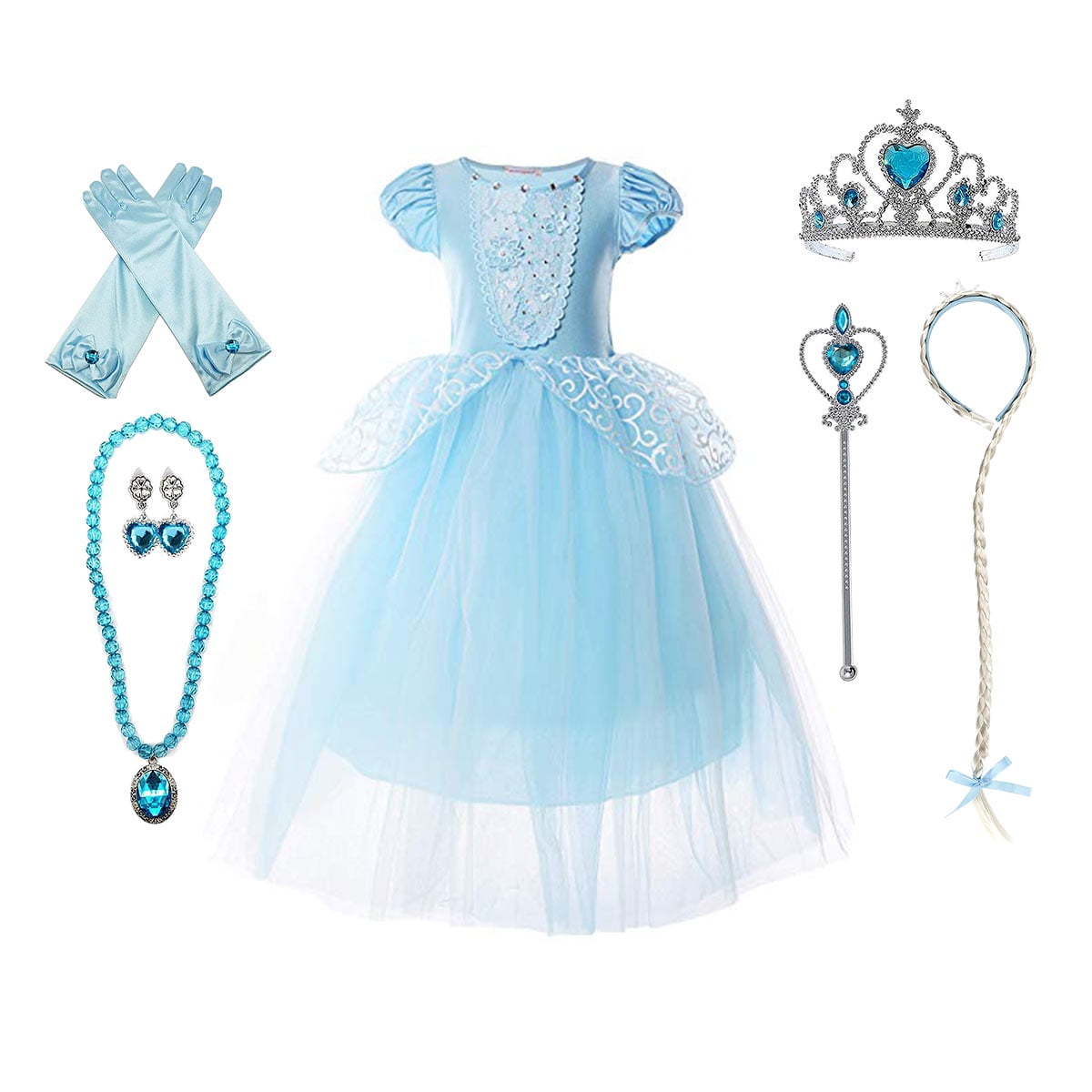 Princess Costume Girls Dress Up With Accessories for 3-12 Years