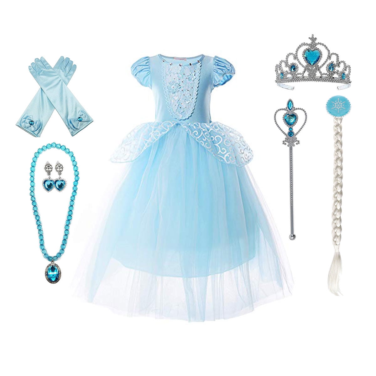 Princess Costume Girls Dress Up With Accessories for 3-12 Years