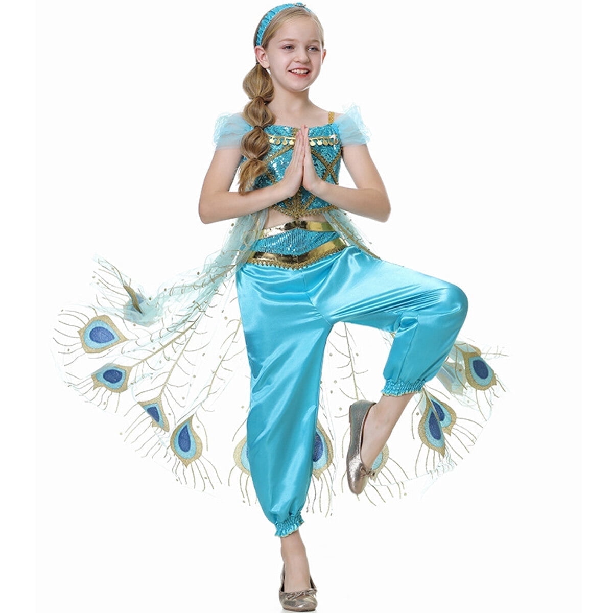 KAWELL Jasmine Costume Princess Dress up Halloween Party Role Play Outfit