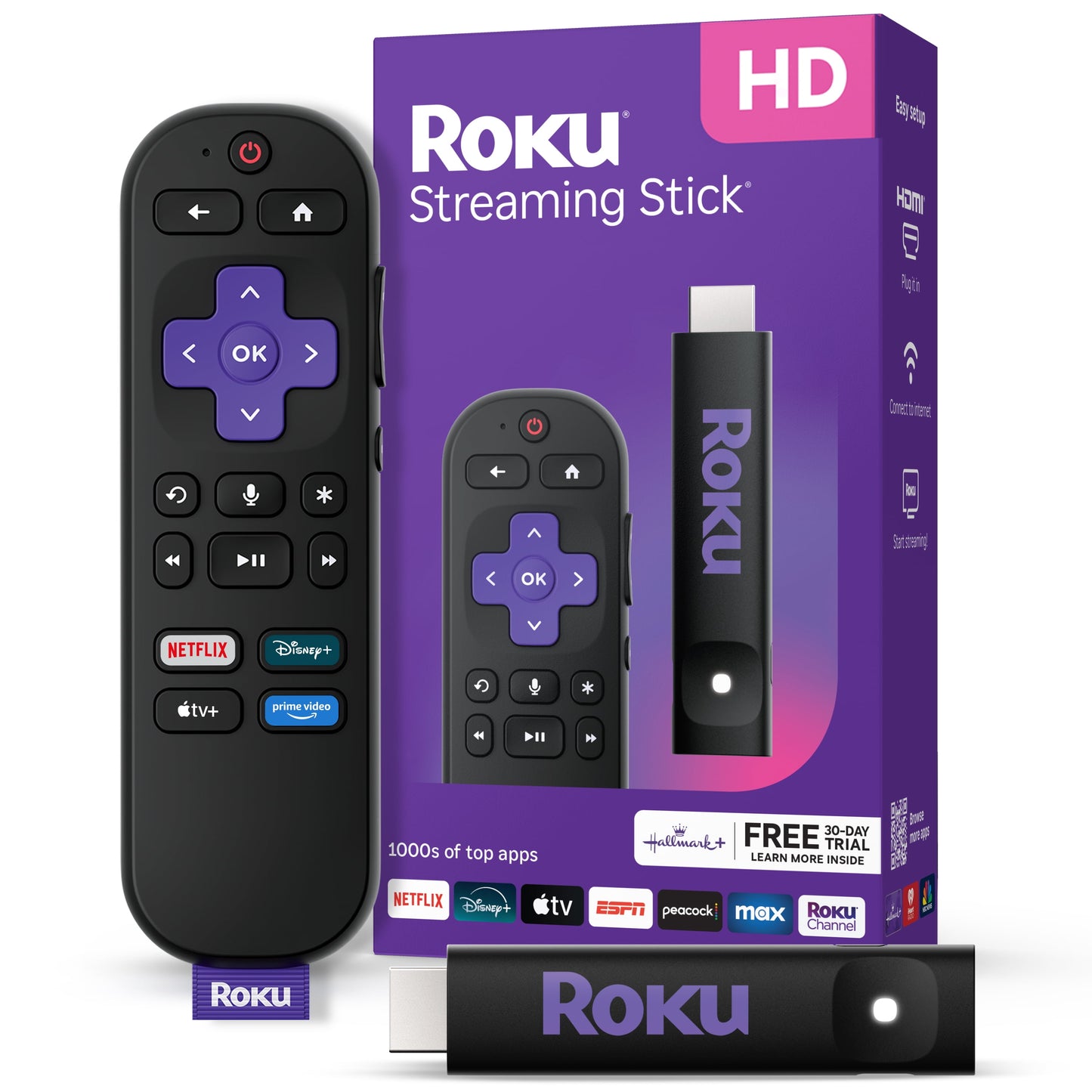Roku Streaming Stick HD 2025 - Streaming Device with Voice Remote & Free Live TV