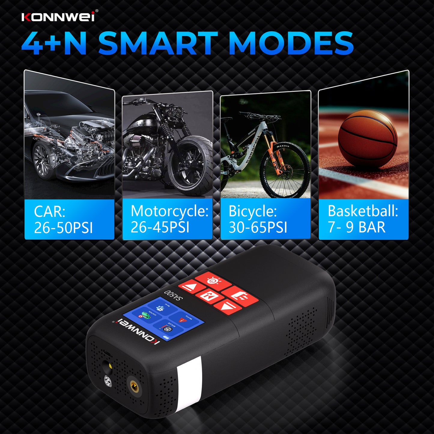 KONNWEI SA500 5-in-1 Jump Starter | 2000A Peak, Air Compressor & Power Bank