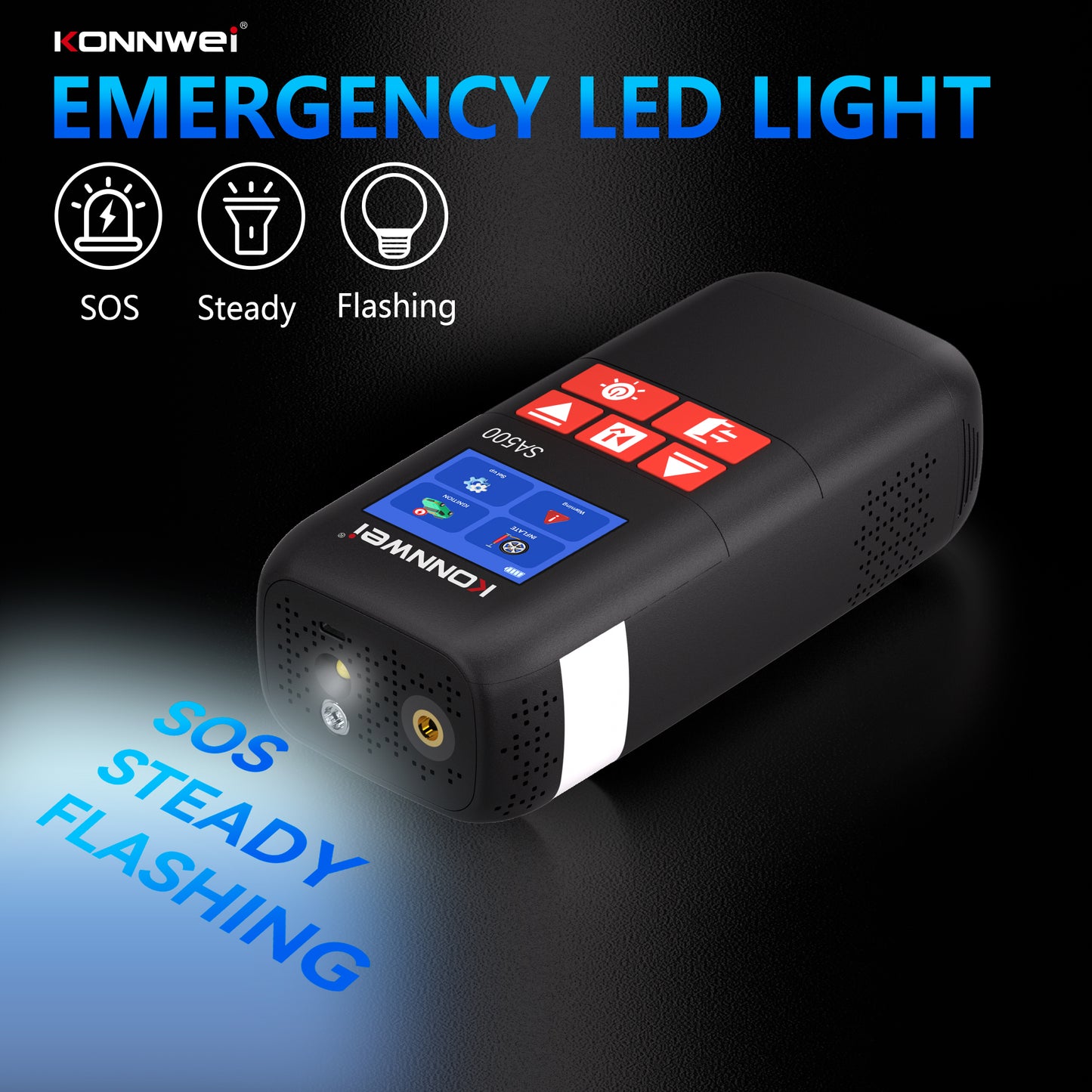 KONNWEI SA500 5-in-1 Jump Starter | 2000A Peak, Air Compressor & Power Bank