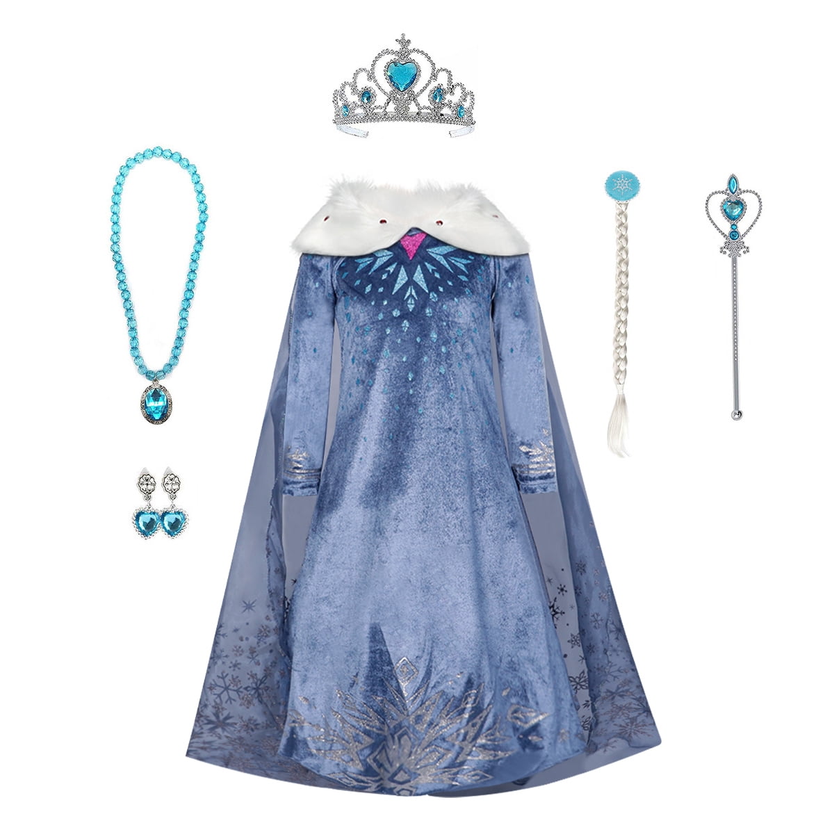 KAWELL Snow Princess Dress Girls Cosplay Party Fancy Child Costume Christmas Dress up