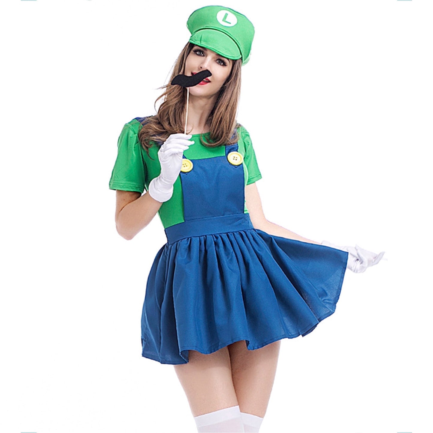KAWELL Super Bros Costume for Adults Unisex Cap Gloves Fake Accessory Kit for Cosplay Halloween for Women Men