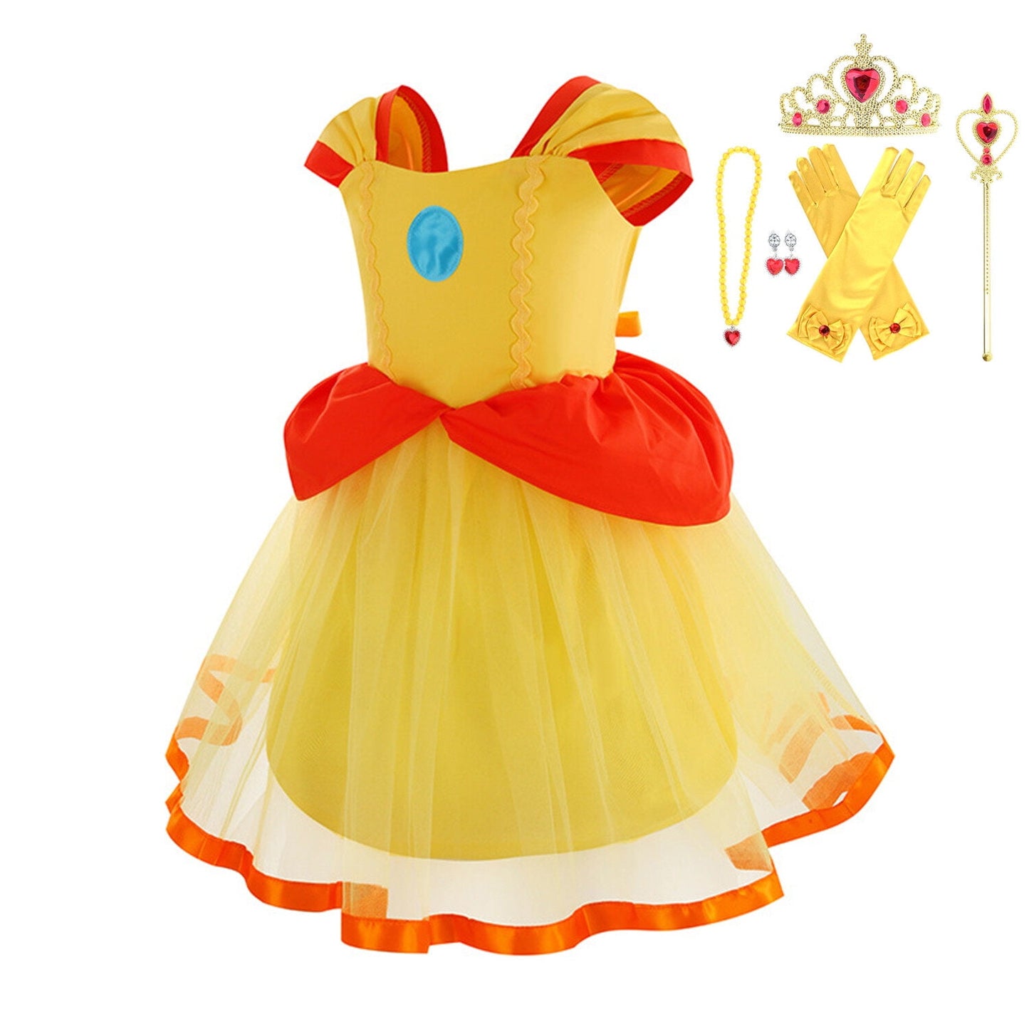 Super Brothers Princess Peach Costume Halloween Christmas Cosplay for Little Girls Dress