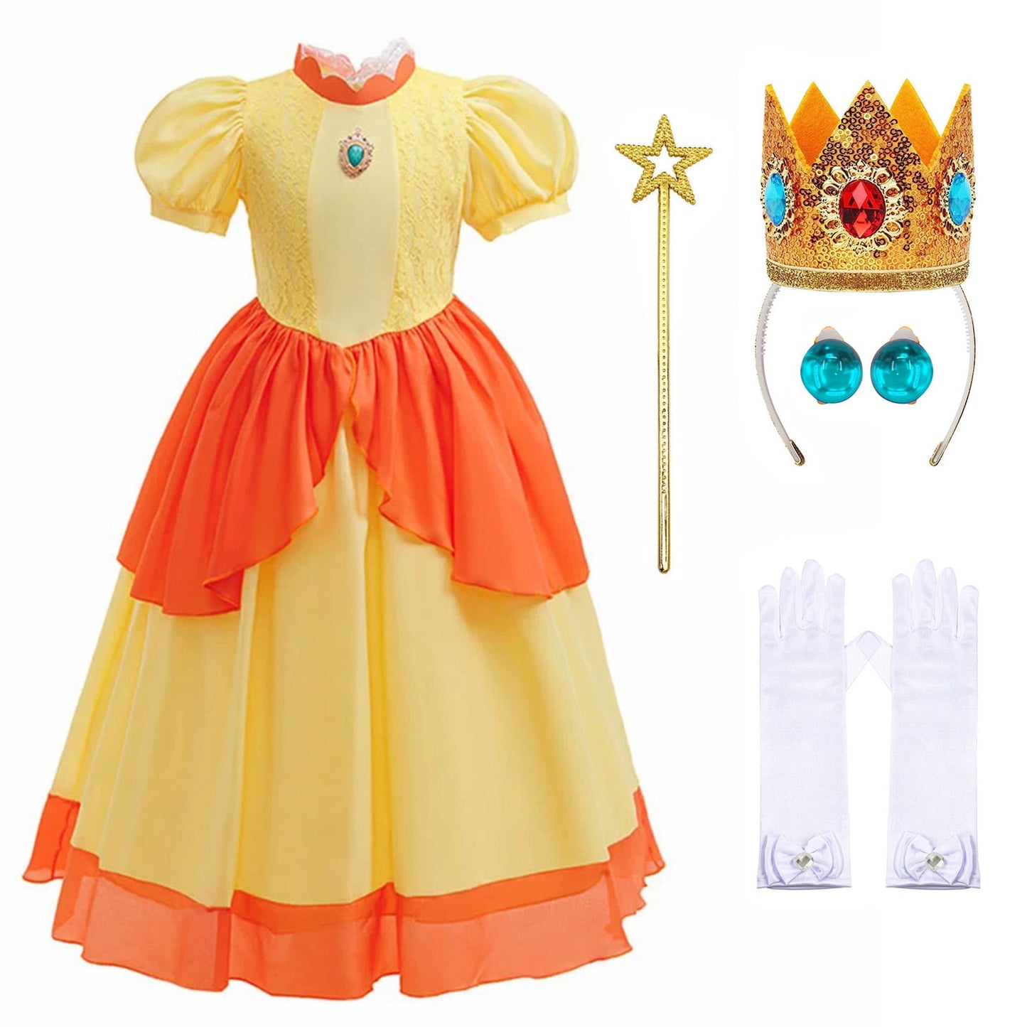 URSOFINE Princess Costume for Birthday Halloween Christmas Cosplay Dress Up with Rich Accessories