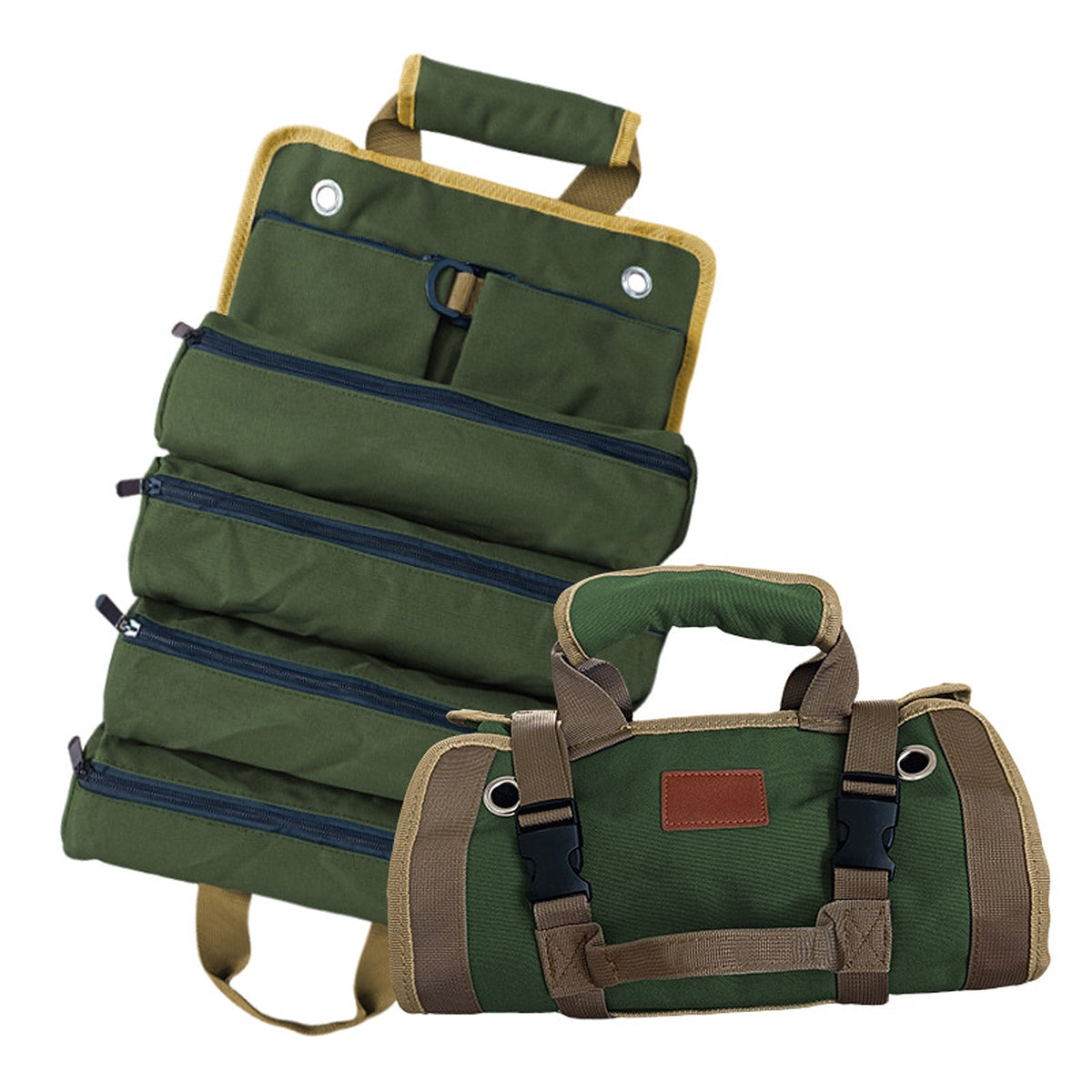 URSOFINE Rolling Tool Bag, Heavy-Duty Oxford Cloth Tool Roll Organizer with 6 Pockets, Detachable Pouches & Water-Resistant Design for Electricians, Carpenters & Maintenance Workers