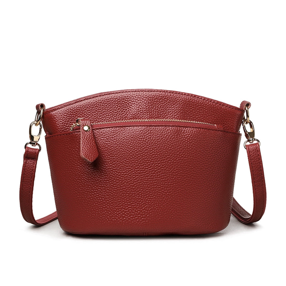 URSOFINE Women's Genuine Leather Crossbody Purse Multi-Zipper Bucket Bag Lightweight Casual Shoulder Bag for Everyday & Travel