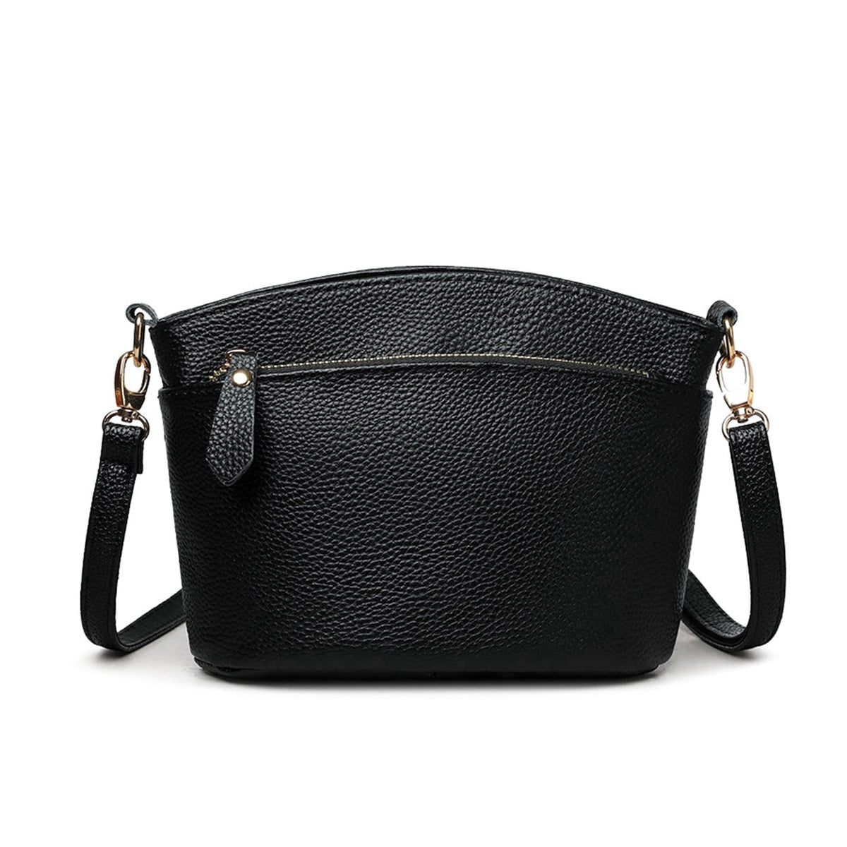 URSOFINE Women's Genuine Leather Crossbody Purse Multi-Zipper Bucket Bag Lightweight Casual Shoulder Bag for Everyday & Travel