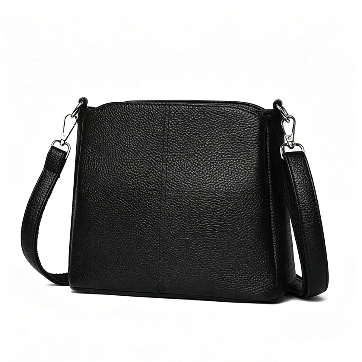 URSOFINE Women's Leather Crossbody Bucket Purse, Multi-Compartment Shoulder Bag with Adjustable Strap, Casual Lightweight Handbag for Daily Use
