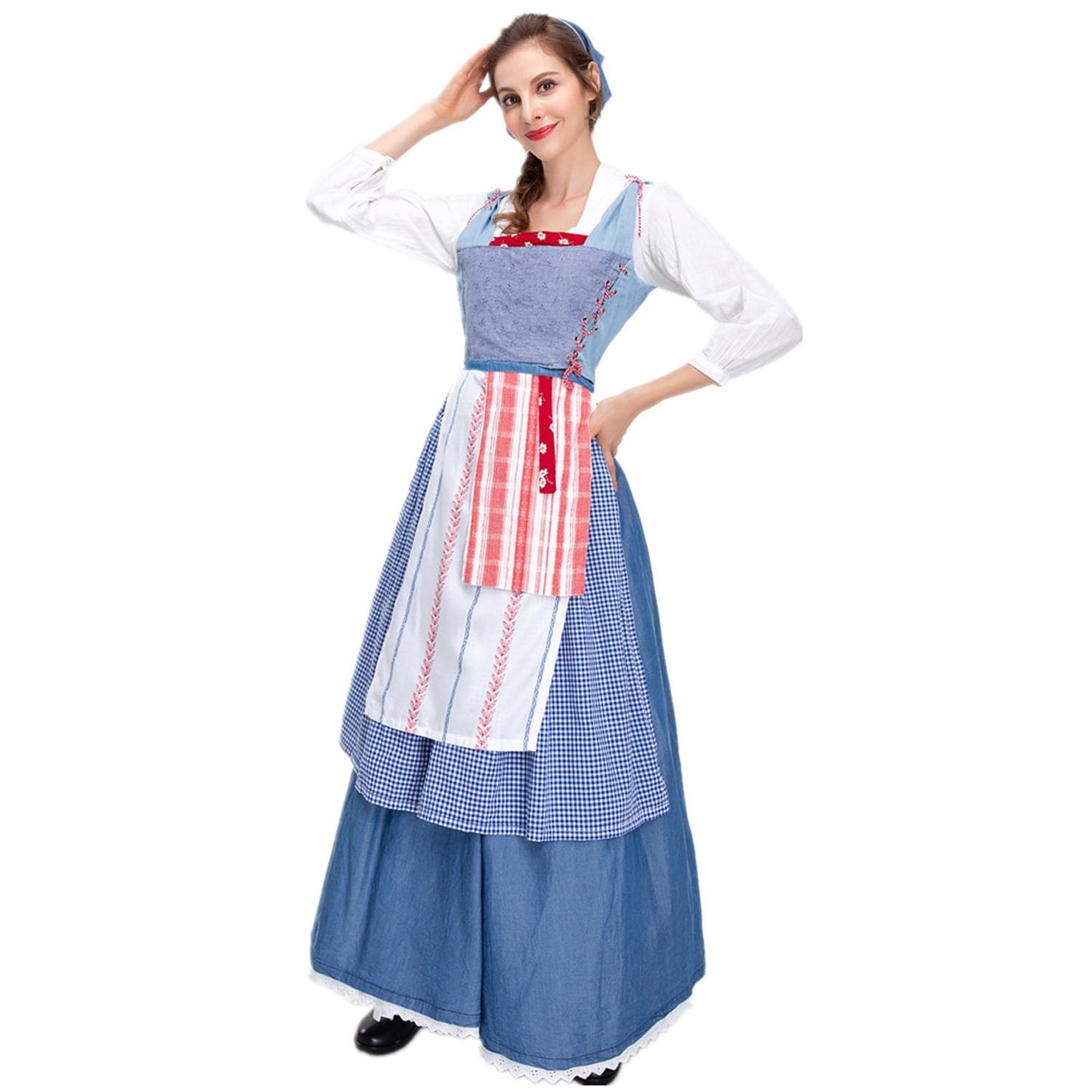 KAWELL Fancy-Dress Costumes for Women with Lace-Up Back and Apron for Adults, Women's S
