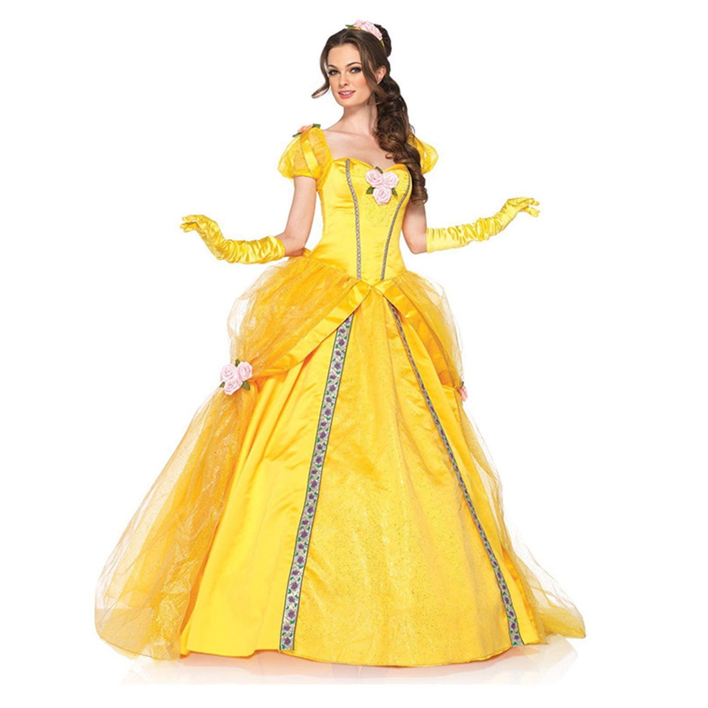 Women's Classic Belle Princess Halloween Costume with Petticoat and Sleeve