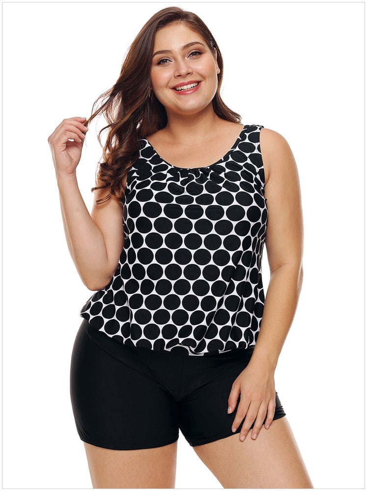Women's Plus Size Swimwear Tankini Swimdress Two Piece Bathing Suit Tummy Control Swimsuit，Purple