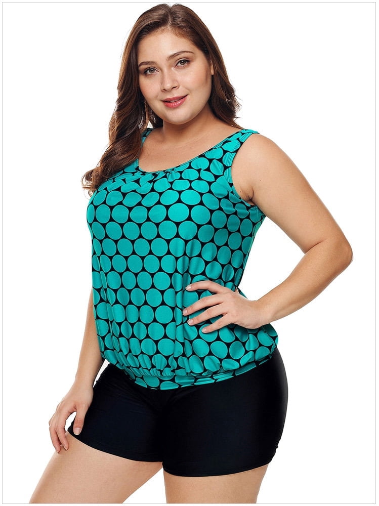 Women's Plus Size Swimwear Tankini Swimdress Two Piece Bathing Suit Tummy Control Swimsuit，Purple