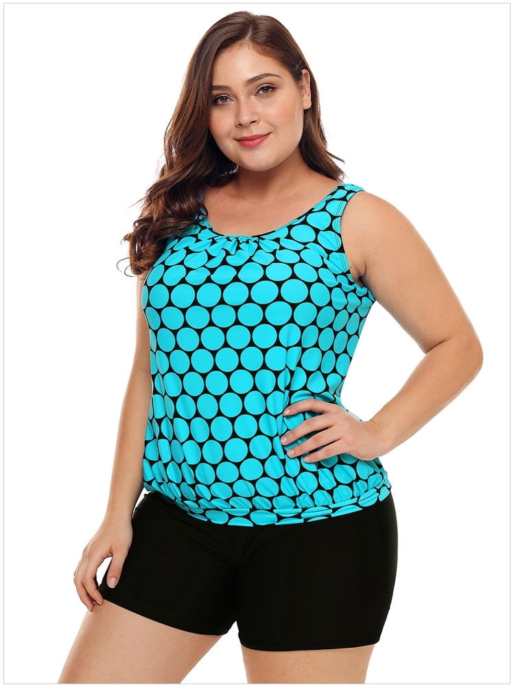Women's Plus Size Swimwear Tankini Swimdress Two Piece Bathing Suit Tummy Control Swimsuit，Purple