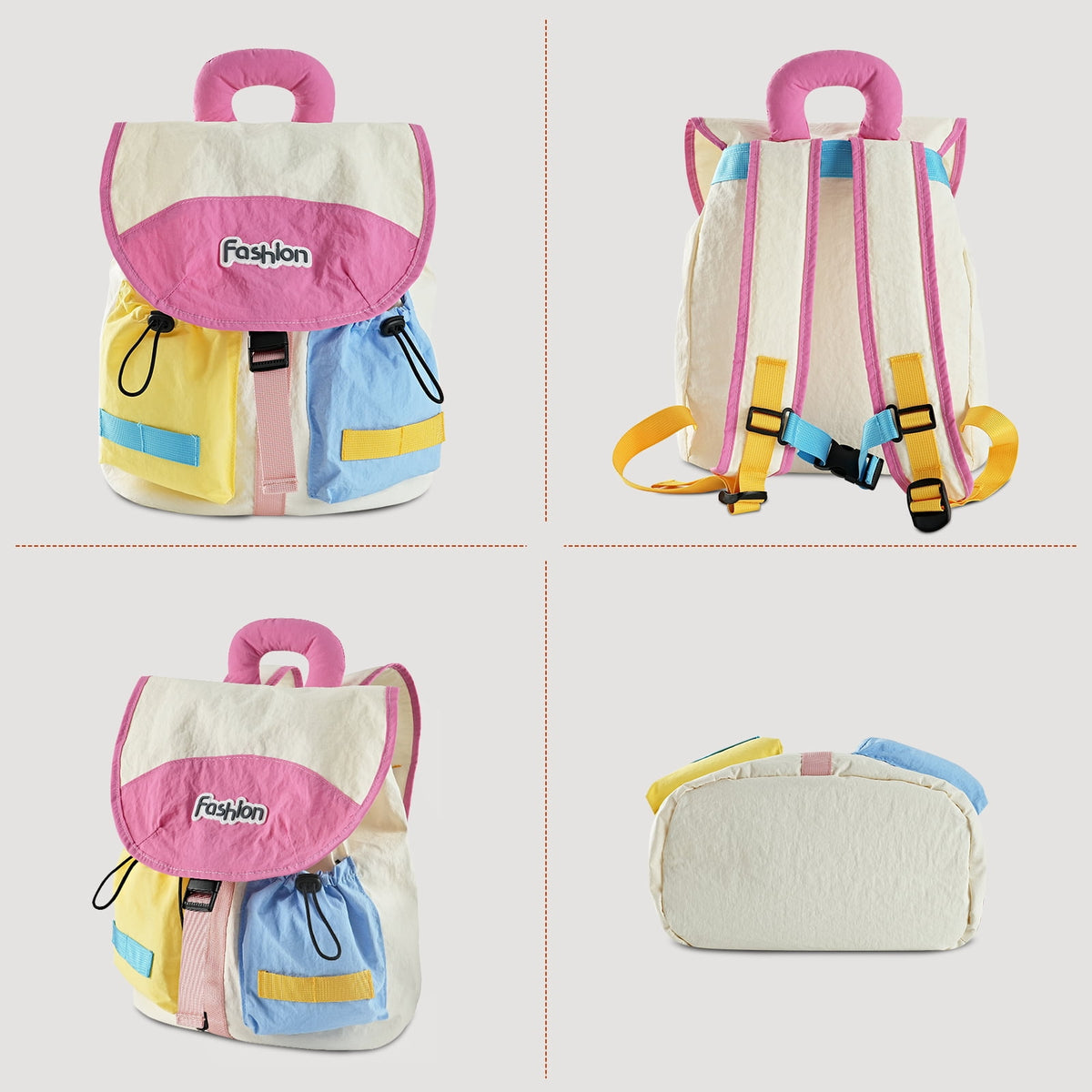 URSOFINE Color Block Drawstring Backpack Lightweight Large Capacity Casual Daypack