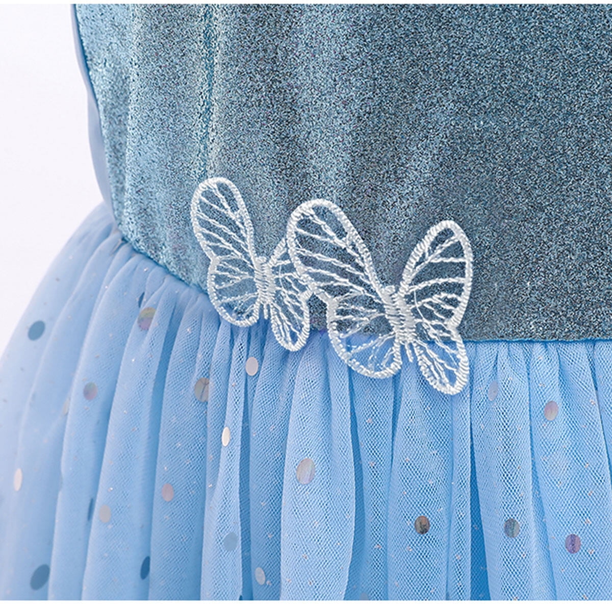 KAWELL Toddler Girls' Princess Dress Costume, Blue Sparkle Tulle Gown for Christmas, Halloween, Birthday Party, Ages 3-10T
