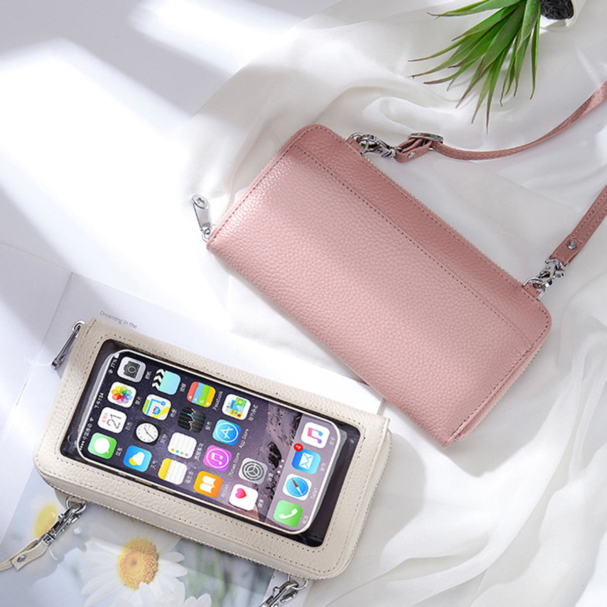 KAWELL Crossbody Cell Phone Purse for Women Genuine Leather Shoulder Handbag with Adjustable Strap