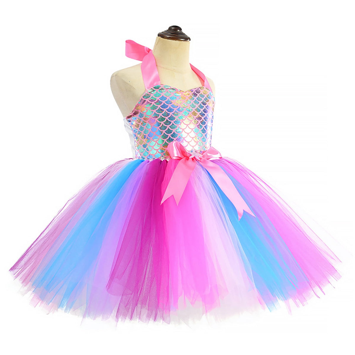KAWELL Mermaid Tutu Dress Birthday Party Halloween Princess Costume with Headband (Purple)