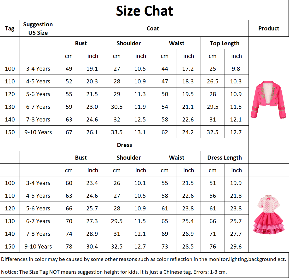 KAWELL Pink Magical Cosplay Costume Set, 3-10Y All-in-One Shirt Skirt Dress with Crop Jacket & Heart Plush Purse, Halloween Birthday Princess Fancy Dress Up Outfit