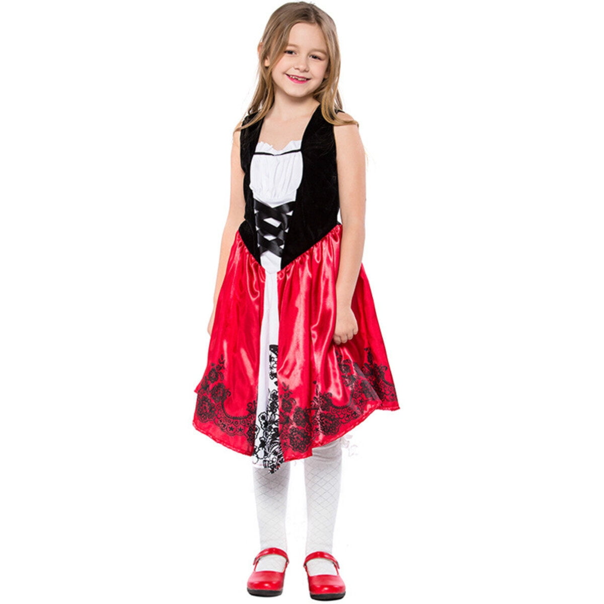 KAWELL Red Fancy Dress Costume Halloween with Hooded Cape
