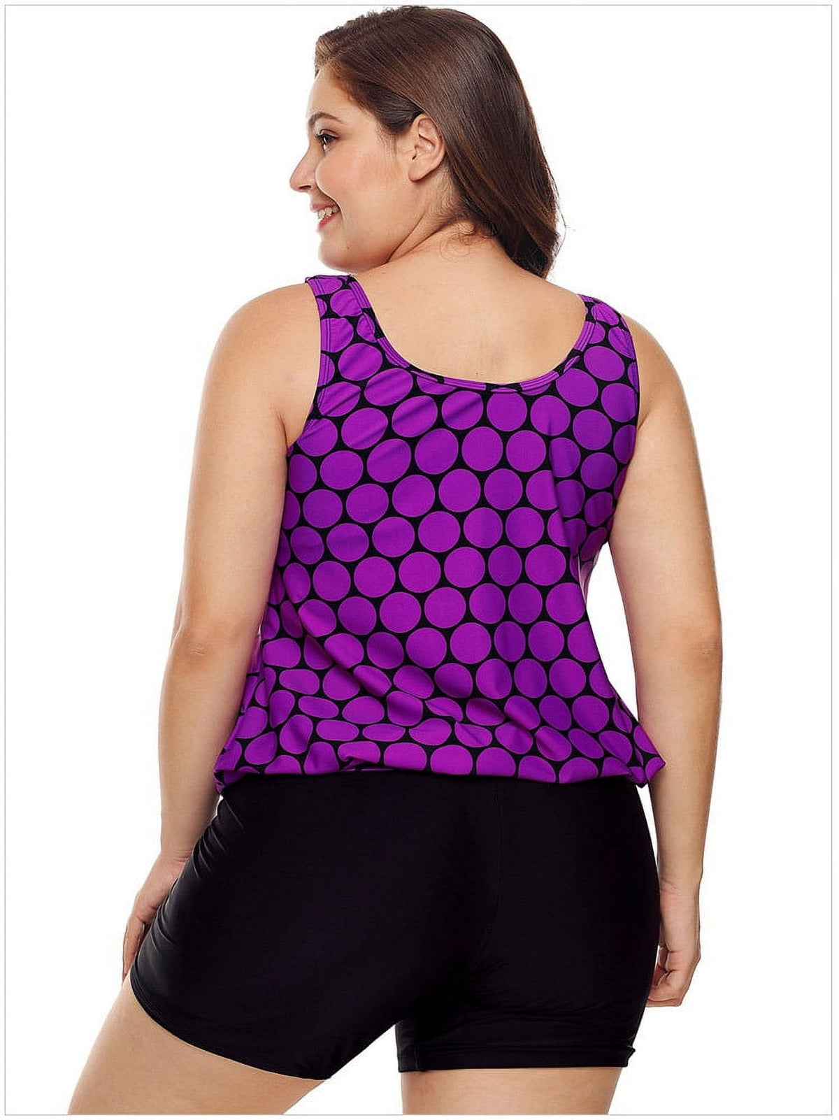 Women's Plus Size Swimwear Tankini Swimdress Two Piece Bathing Suit Tummy Control Swimsuit，Purple