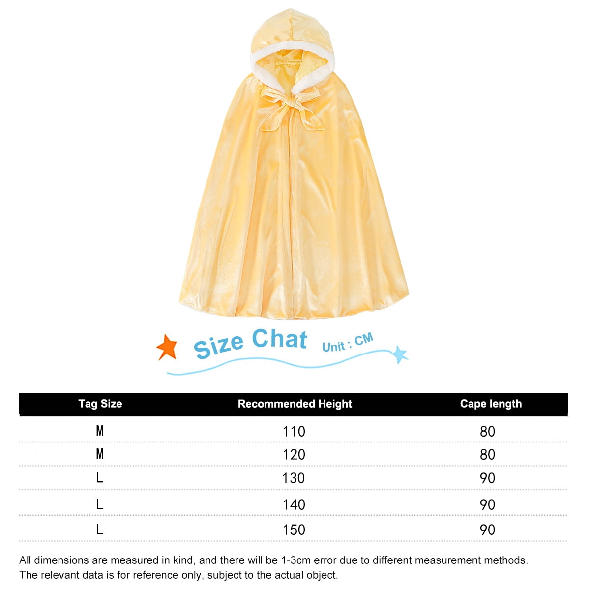 KAWELL Princess Full Length Girls Cloaks Blue Halloween Costume Capes for Child 3-12 Years