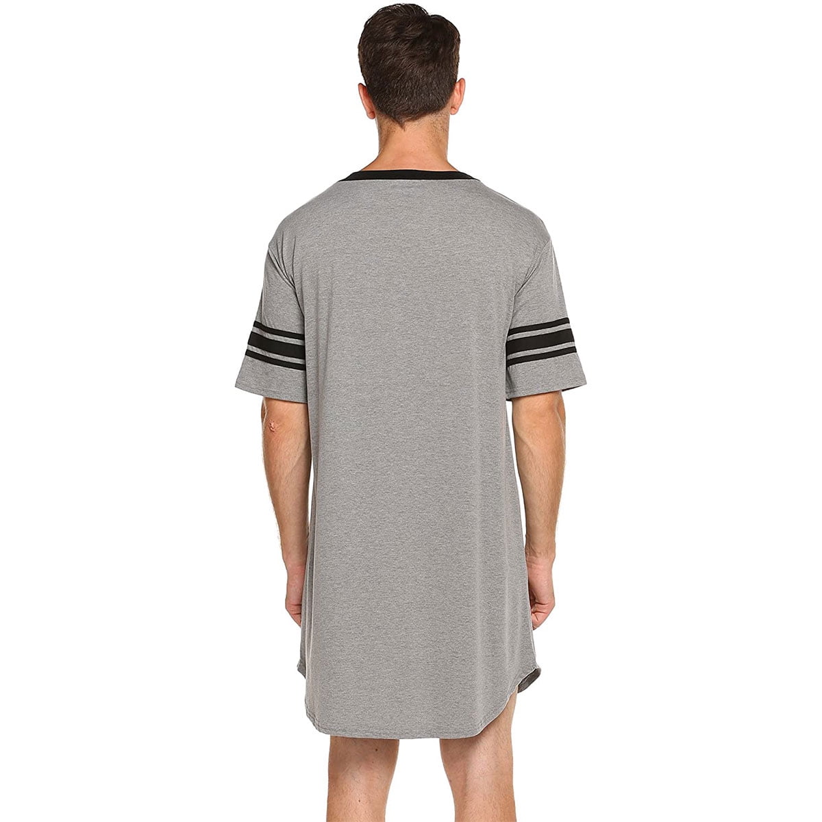 KAWELL Men's Nightshirt, Cotton Nightwear Comfy Big&Tall V Neck Short Sleeve Soft Loose Pajama Sleep Shirt